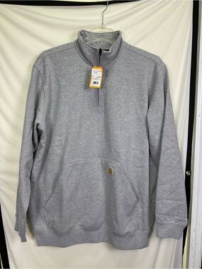 Carhartt Loose Fit Midweight Quarter-Zip Mock-Neck Sweatshirt - Heather Gray